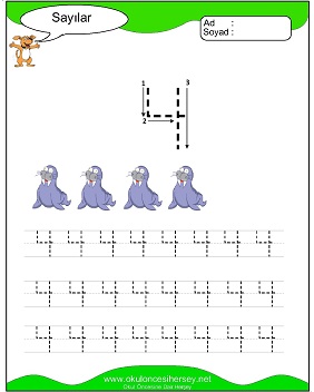 okul öncesi 1 sayısı çizgi çalışması